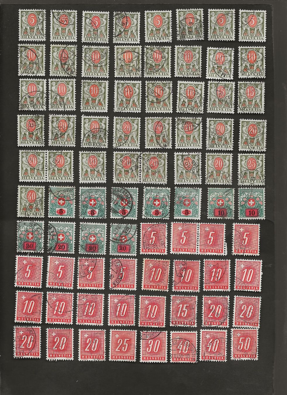 Tutti i francobolli: 160 Portomarken Schweiz gestempelt – Usato da Au ZH venduto da xelagreb01 2