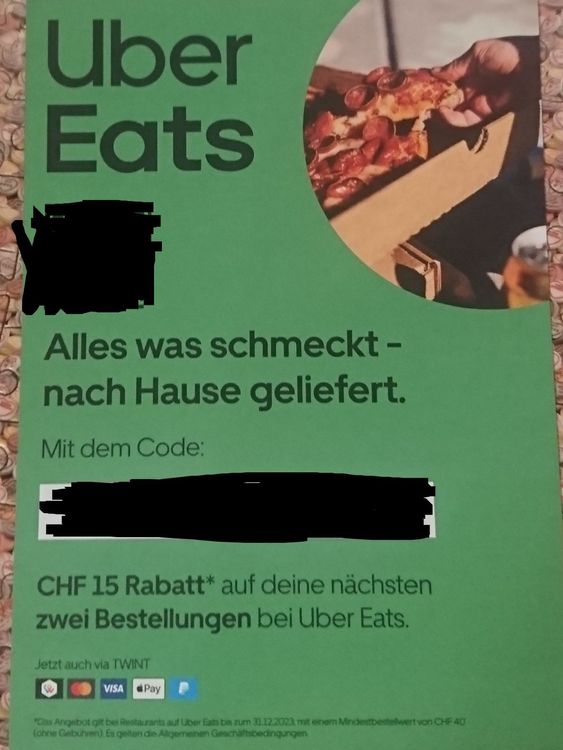 UBER EATS Gutschein 15CHF Kaufen auf Ricardo
