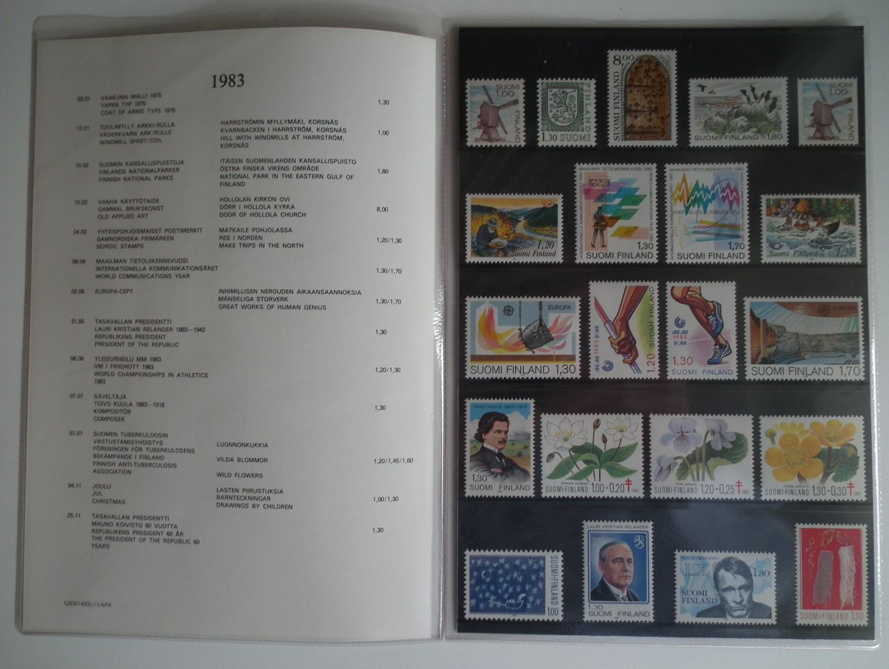 Tutti i francobolli: Finnland  Ausgabe 1983 Postfrisch**  in Folder – Usato da Kriens venduto da WULLU99 1
