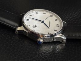 Armbanduhr Casablanca Edelstahlgehäuse Lederband weiss
