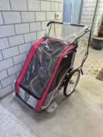Fahrradanhänger Thule Chariot rot für 2 Kinder mit Zubehör