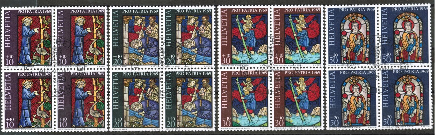 Alle Briefmarken: 1969  Pro Patria   4 - Block   gestempelt  Ersttag – Gebraucht aus Mellingen von Ginger
