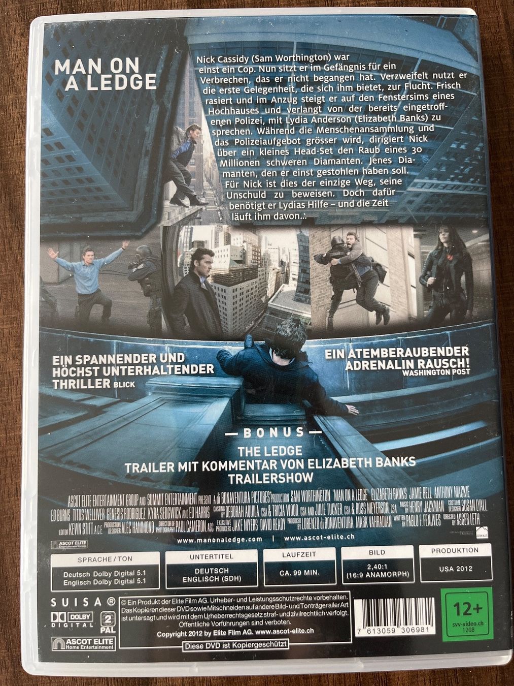 Tutti i DVDs: Man on a Ledge (2012) DVD 📀 – Nuovo (secondo la descrizione) da Sierre venduto da black.box 1
