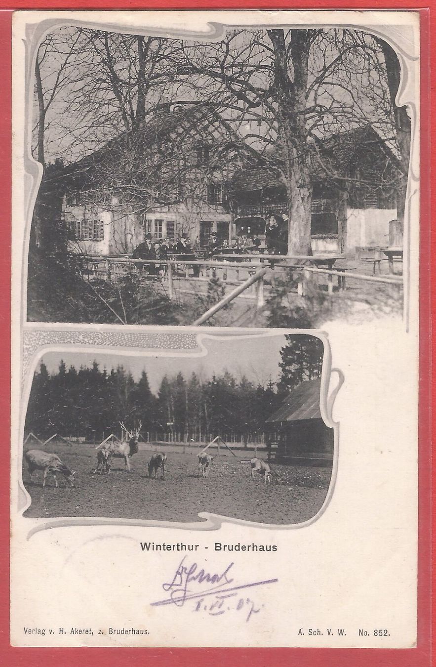 Ansichtskarten: Winterthur Bruderhaus - 1907 – Gebraucht aus Fislisbach von Porano