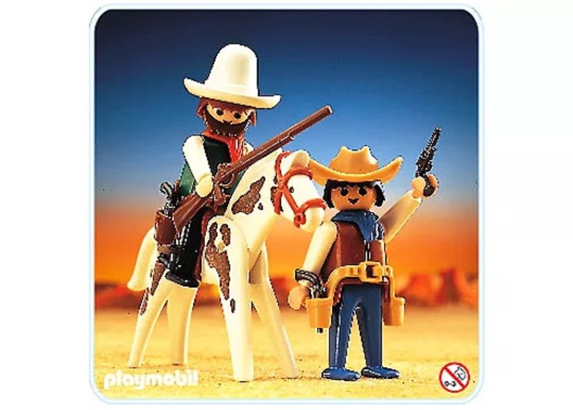 PLAYMOBIL VINTAGE WESTERN cowboy carabine pistolet bleu du set 3407 de
