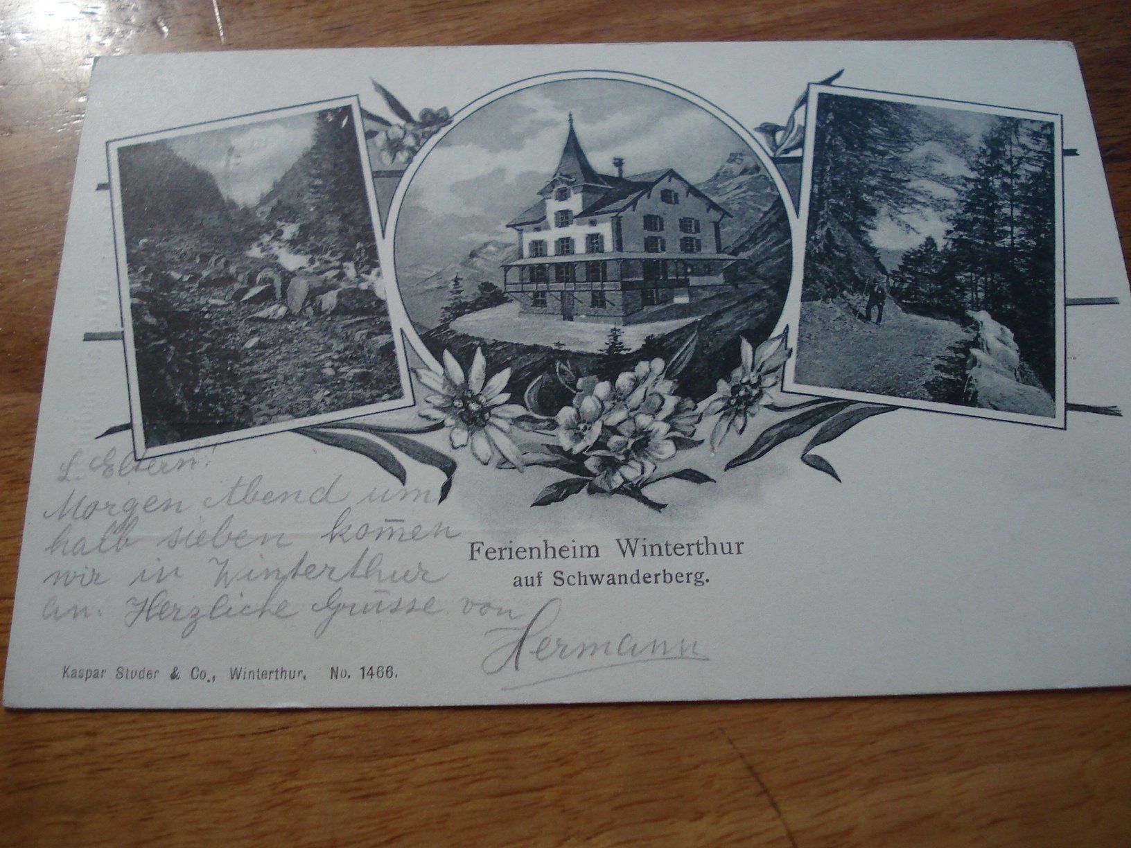 Cartoline postali: Karte Ferienheim Schwanderberg GL, o Haslen Glarus, 1908 – Usato da Niederwil AG venduto da morostahu