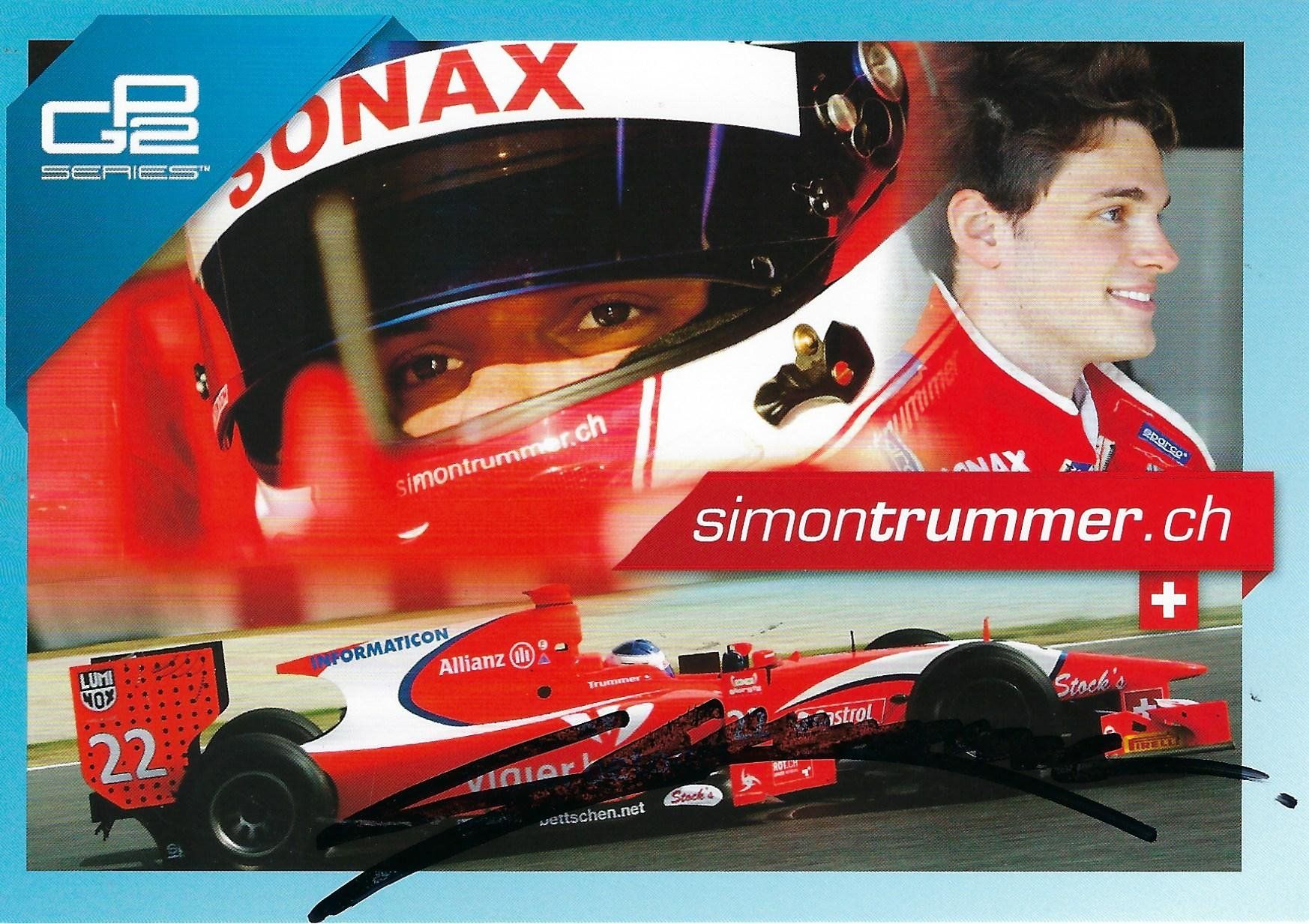 Autografi: Simon Trummer, GP2 Serie – Usato da Aarburg venduto da Hktm