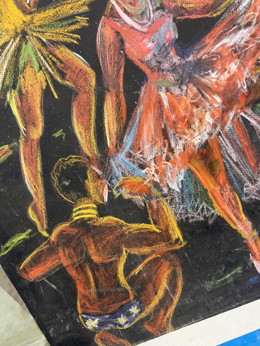 Gemälde: Tableau de danseurs exotiques signé, œuvre unique! – Gebraucht aus Genève von Leboucheoreilles 3