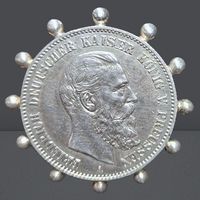 👑Rarität 1888 Silber Münzbrosche Kaiser Friedrich Preussen