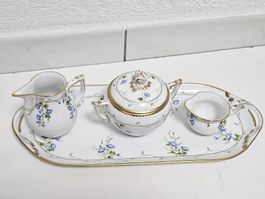 Herend Porzellan Set Blumen Dekor Goldrand gut erhalten