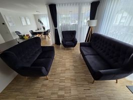 Wunderschönes Sofa-Set, neuwertig, dunkelblau, Top Zustand!