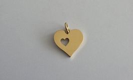 5 Stück Herz Edelstahl Goldfarben. 13x16mm.