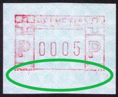 ATM 6_Abart "TEILDRUCK ohne Posthörner"unterer Fünftel fehlt
