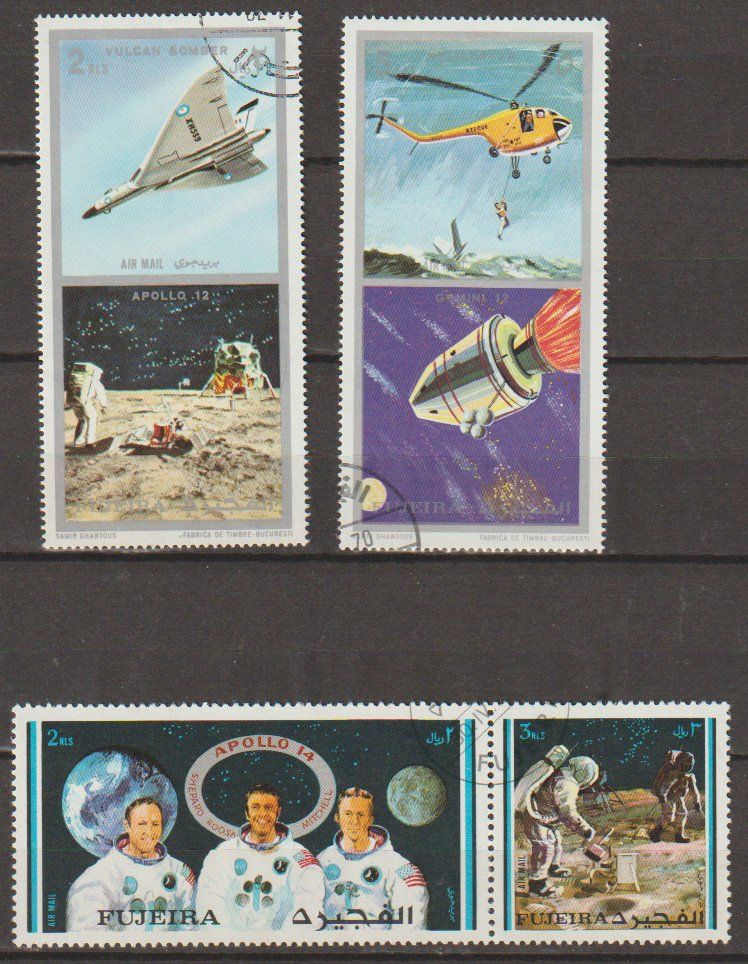 Alle Briefmarken: Timbres Apollo et Vulcan Bomber 4 timbres – Gebraucht aus Crans-Montana von kira56