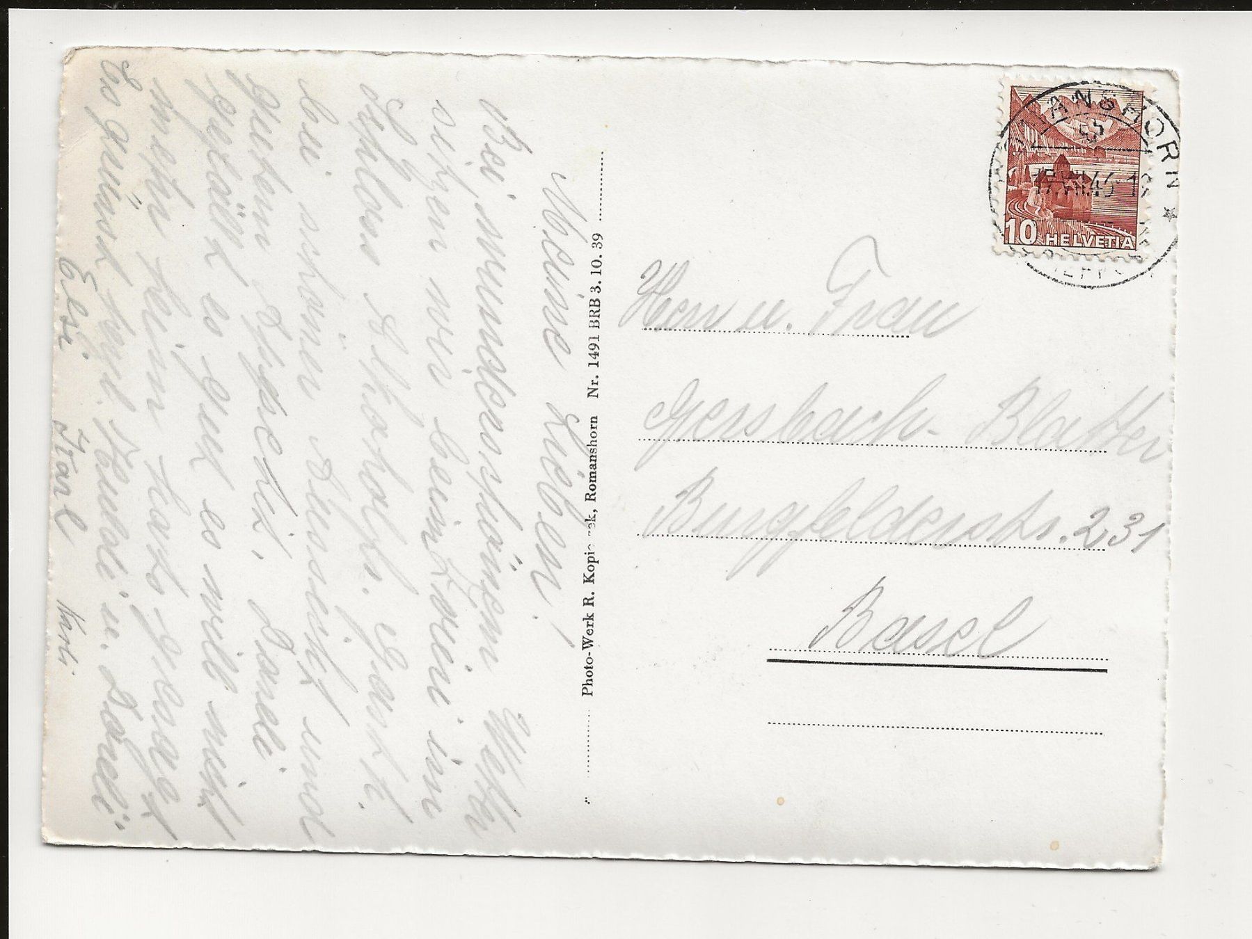 Cartoline postali: AK 1946 Romanshorn Kirche & Park – Usato da Greifensee venduto da 315WDO 1