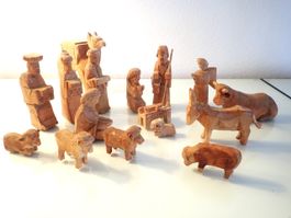 16 Krippenfiguren Krippe Weihnacht Holz Schnitzerei Art Brut