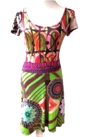 Gr. 34 / 36 DESIGUAL leichtes Kleid  tolle Farben s. Masse
