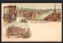 Litho Zürich, Teilansichten der Stadt, 
