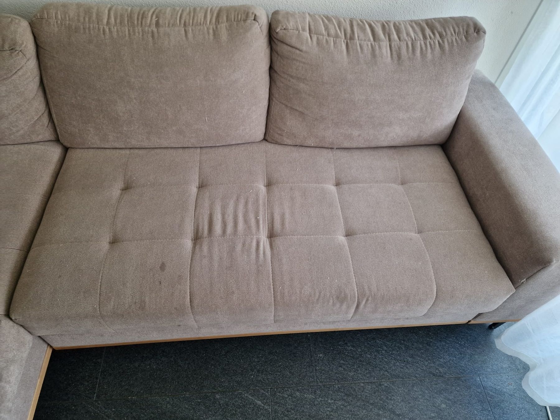 Sofas: Ecksofa In Beige Mit Schlaffunktion Webstoff Beige – D'occasion à Hochdorf par Berry005 3