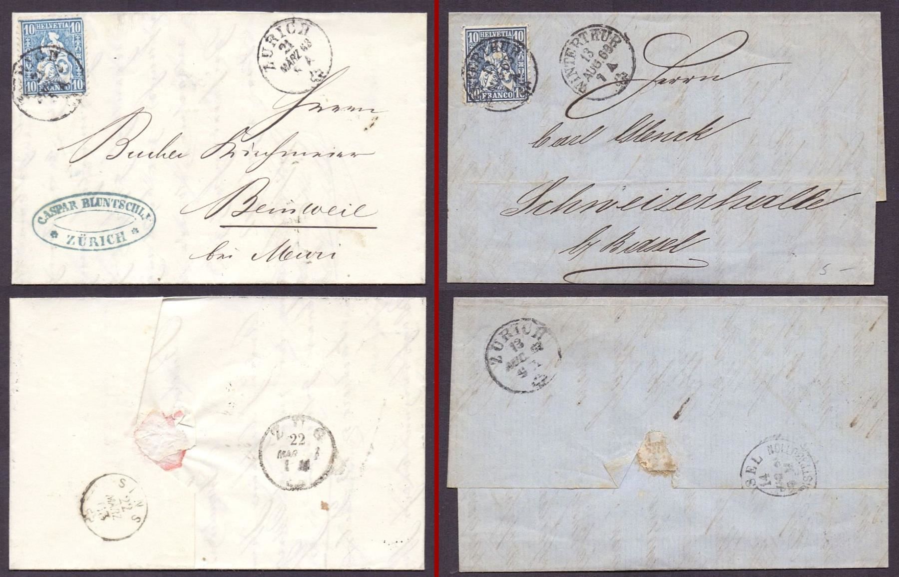 Tutti i francobolli: Zwei Faltbriefe mit Inhalt 1863 – Usato da Flamatt venduto da samowarow