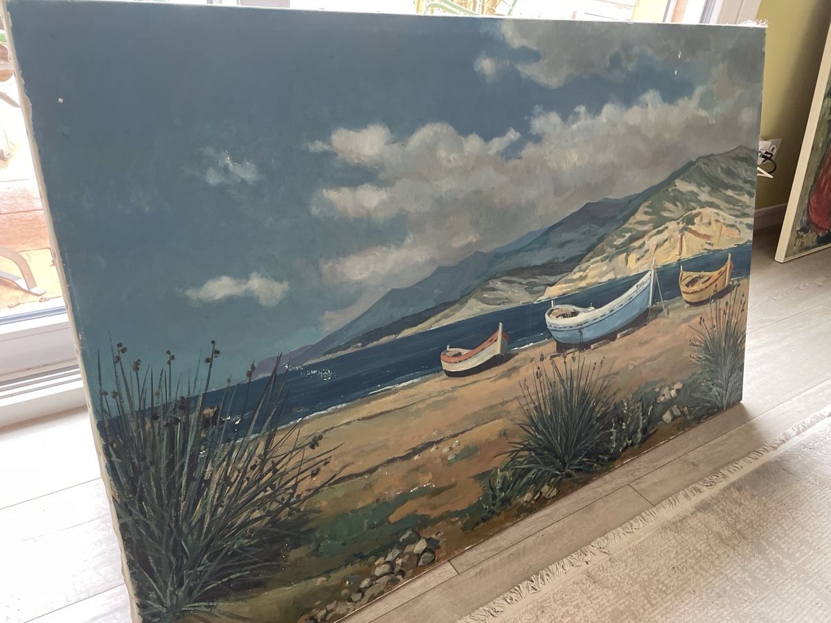 Dipinti: Originales Gemälde "Boote am Strand" von B. Heiz, 1967 – Usato da Zwingen venduto da keuseli49 8
