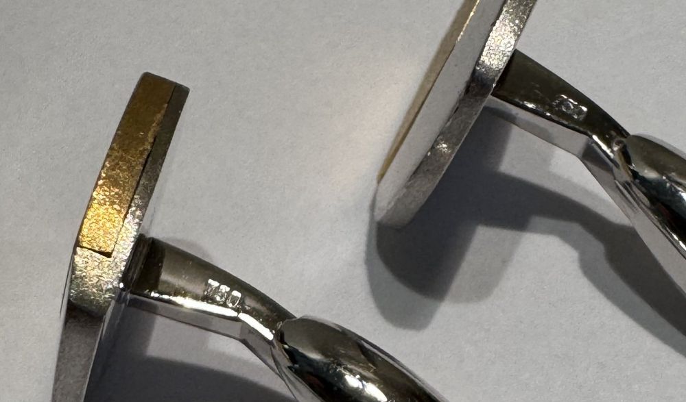 Elegante Manschettenknöpfe 18Karat Weiss- und Gelbgold 4