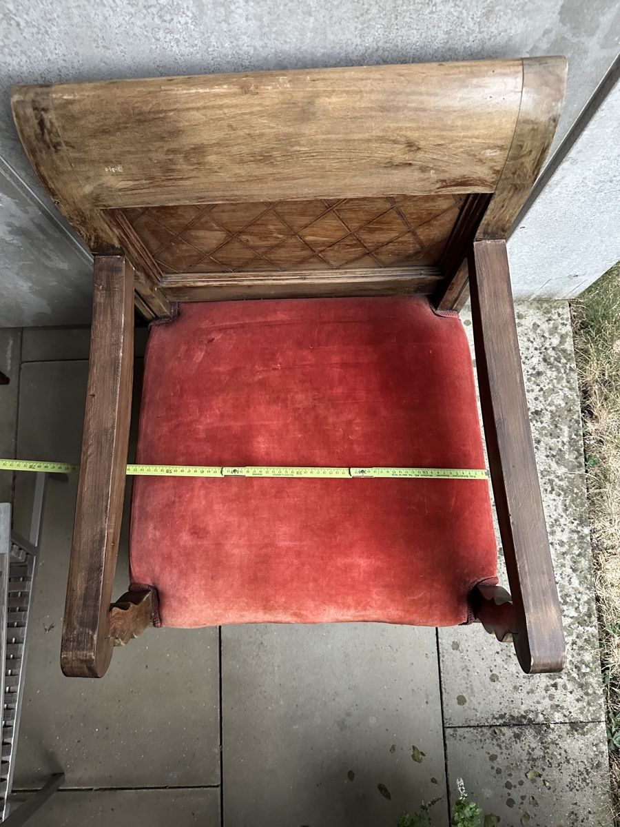 Poltrone: Sessel aus Holz mit rotem Samtpolster – Usato da Windisch venduto da nin_rtk7 2