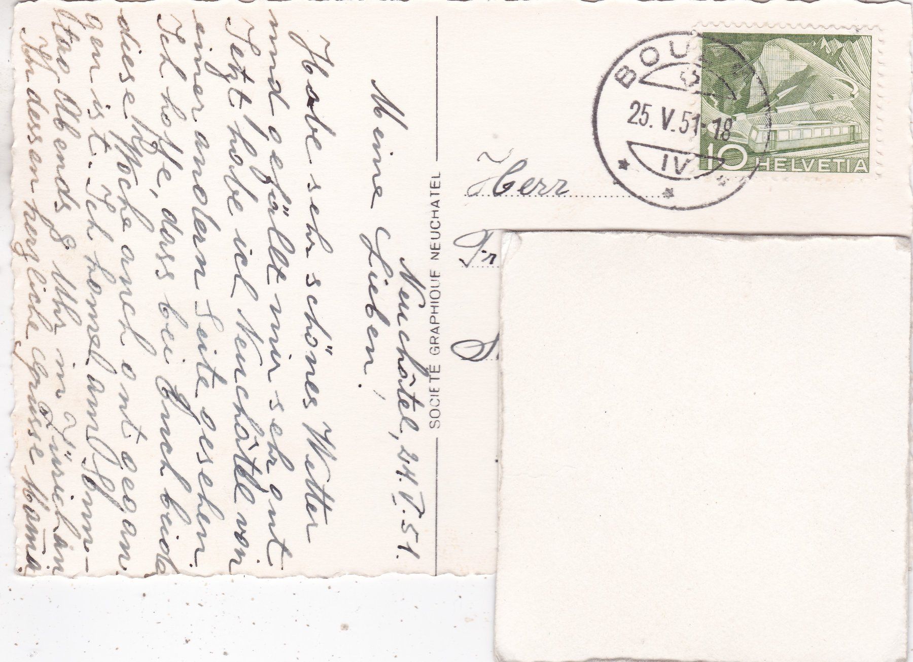 Ansichtskarten: Neuchâtel 1951 – Gebraucht aus Herisau von Lisegrat2008 1
