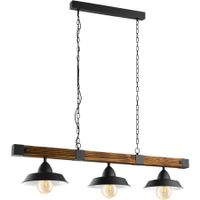 Plafonnier bois et métal - 3 lampes - style industriel