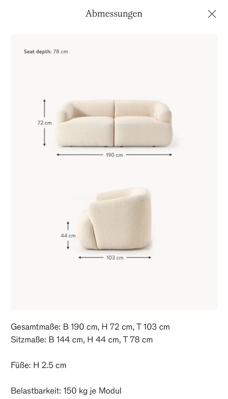 Westwing Sofas: Westwing modulares Sofa Sofia 2-Sitzer - neuwertig – Neu (gemäss Beschreibung) aus Zürich von wal_m2yj 2