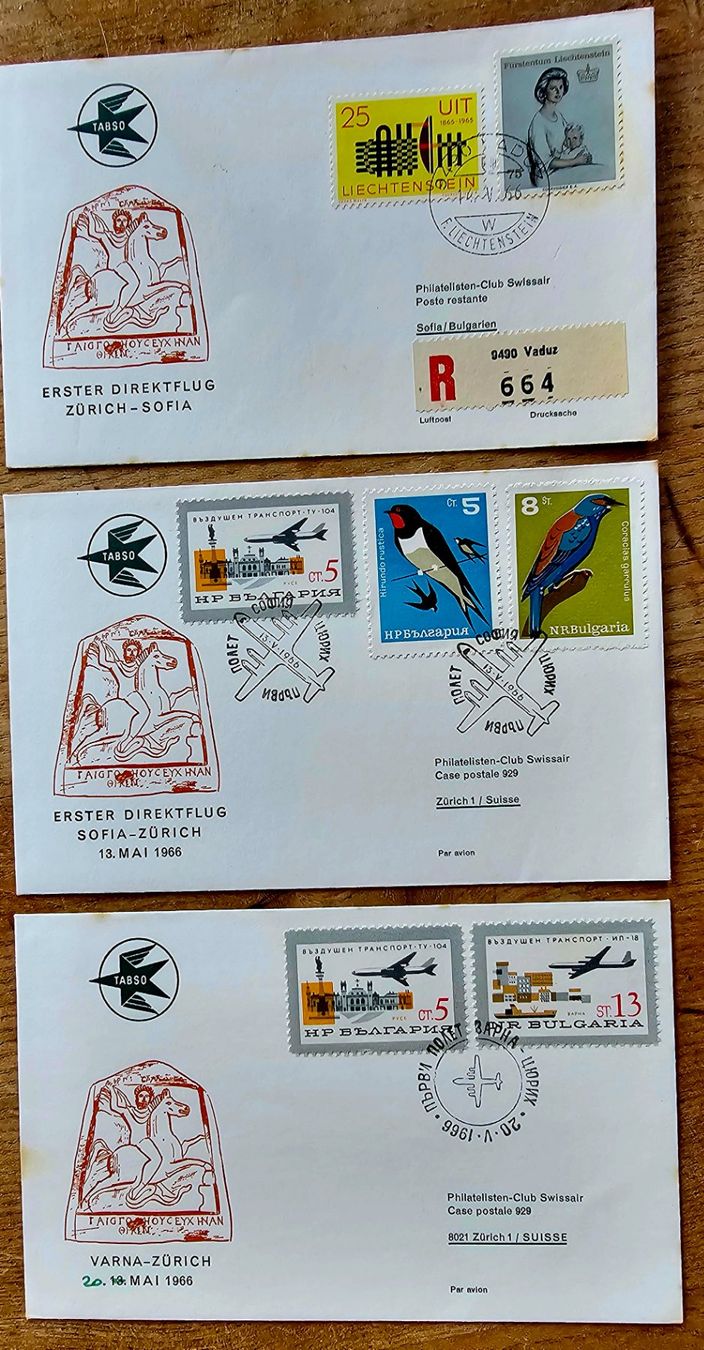 Tutti i francobolli: TABSO -  3 Erstflug Briefe – Usato da Les Valettes venduto da Nuba1
