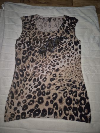 Guess Damen Top mit Leo-Muster & Pailletten Gr. M 38 