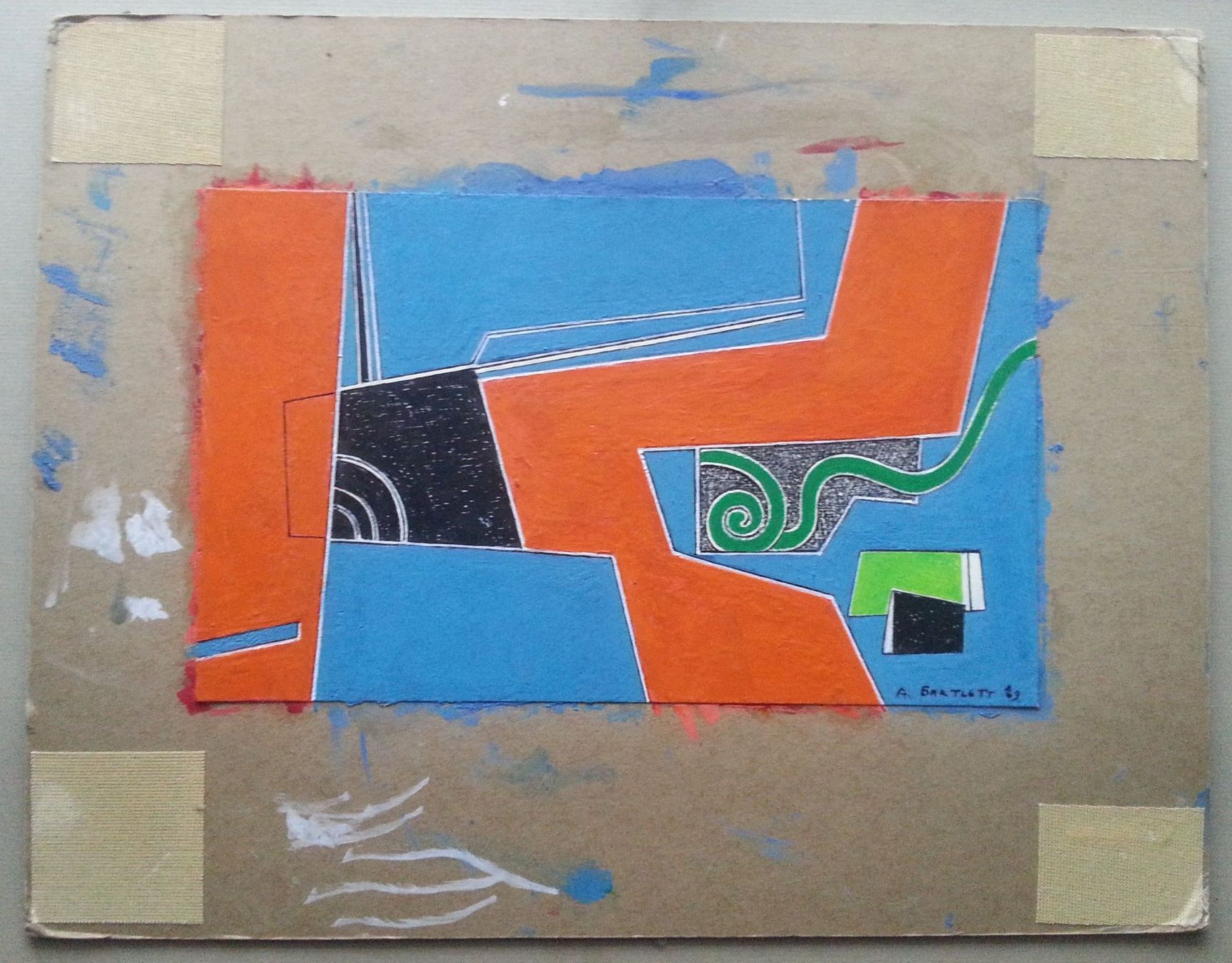 Dipinti: Bild Gemälde: Abstrakte Komposition von A. Bartlett, 1969 – Usato da Oberriet SG venduto da ganesh435 1