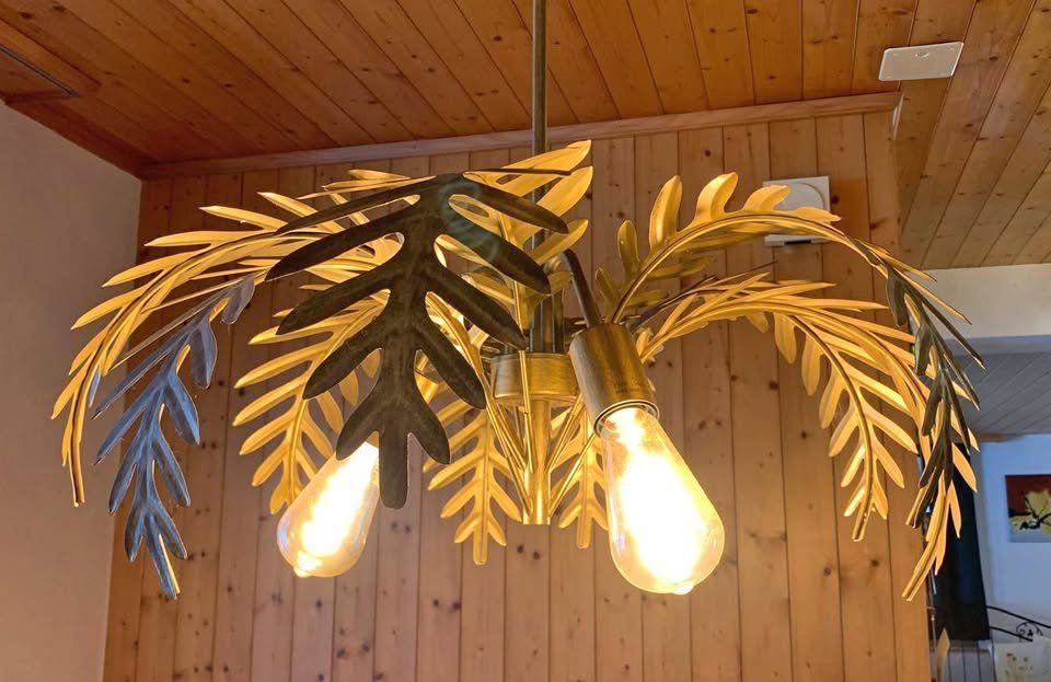 Lampadari & plafoniere: Goldene Hängelampe mit Palmblättern – Usato da Worb venduto da KhaosPrinzesSin 1
