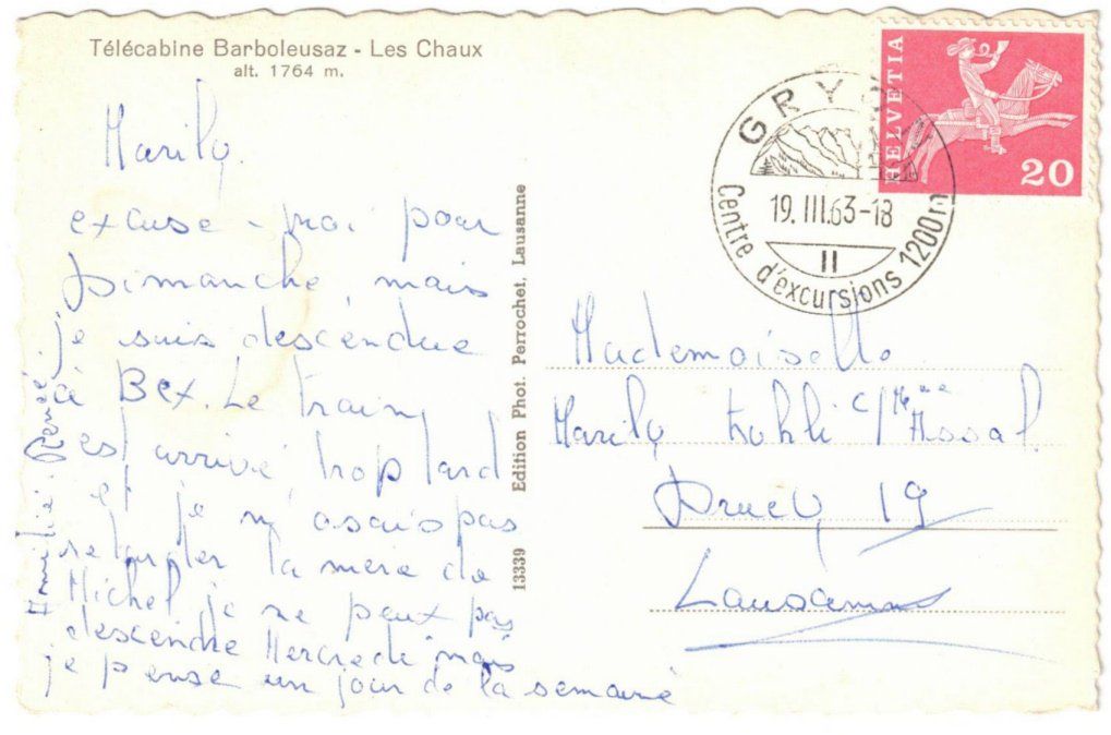 Cartoline postali: Gryon - Gondelbahn Barboleusaz--Les Chaux – Usato da Binningen venduto da Mountainrider 1