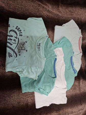 2x5 T-Shirts Gr. 110 4xUni 1x Print für Zwillingsmädchen 