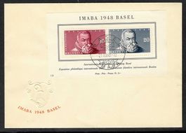 1948, W31, Block Imaba auf illustr./unadr. FDC (14644)