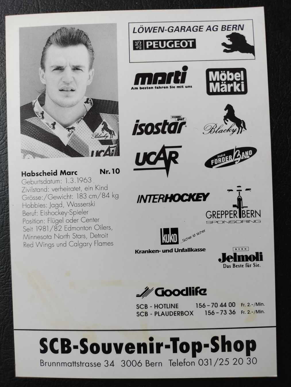 Autografi: SC Bern, SCB Autogrammkarte, Marc Habscheid – Usato da Schwanden Sigrisw venduto da len_9yqg 1