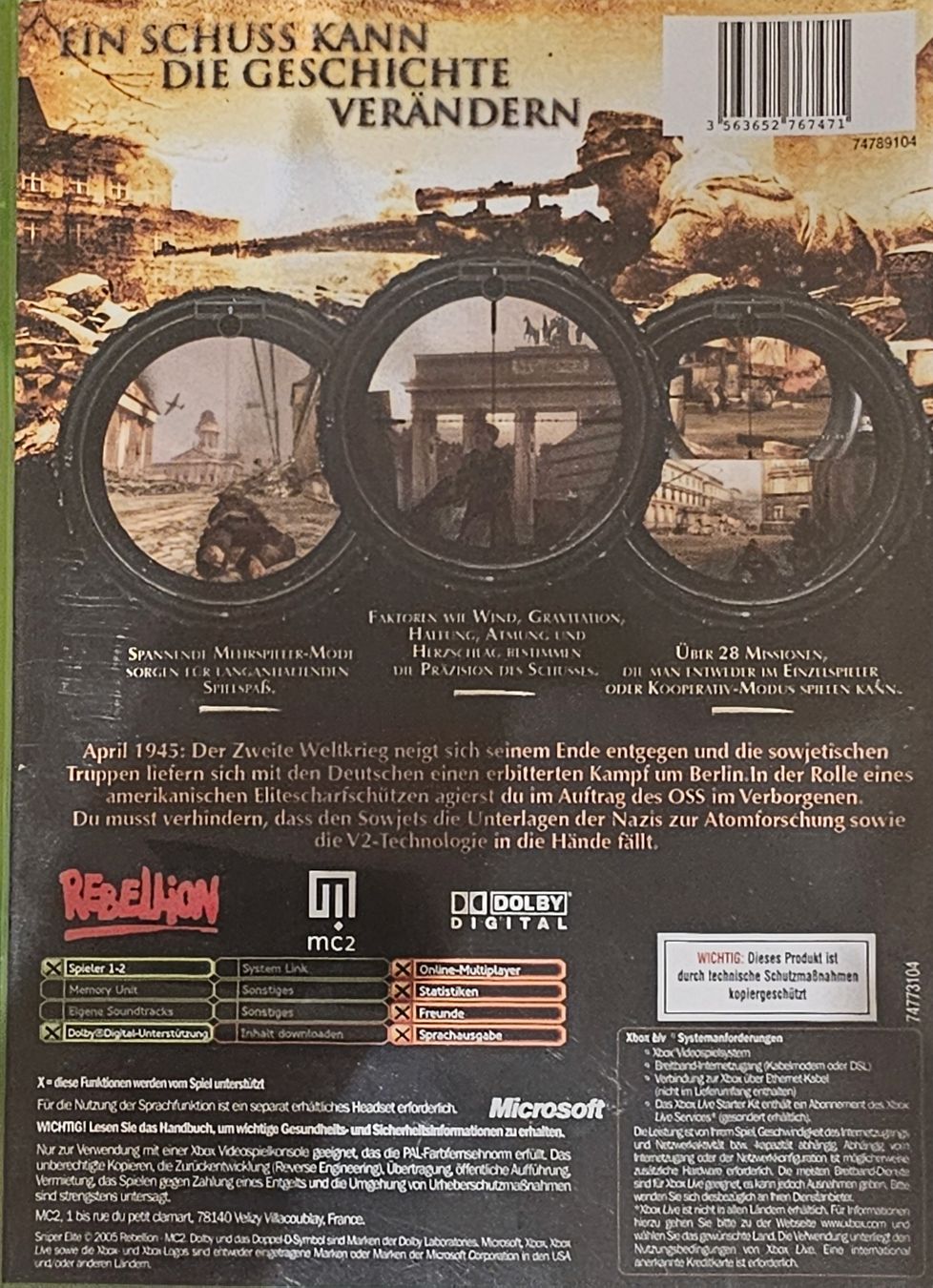 Spiele: Sniper Elite – Original Xbox PAL – mit Anleitung – Gebraucht aus Liestal von jan_kesselring 2