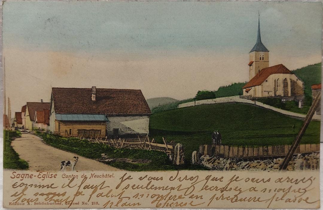 Ansichtskarten: LA SAGNE-ÉGLISE – Gebraucht aus Delémont von Domdom1