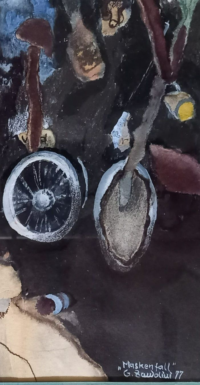 Gemälde: Mischtechnik "Maskenfall" von Saajid Zandolini 1977 – Gebraucht aus Wallisellen von chanel007 2