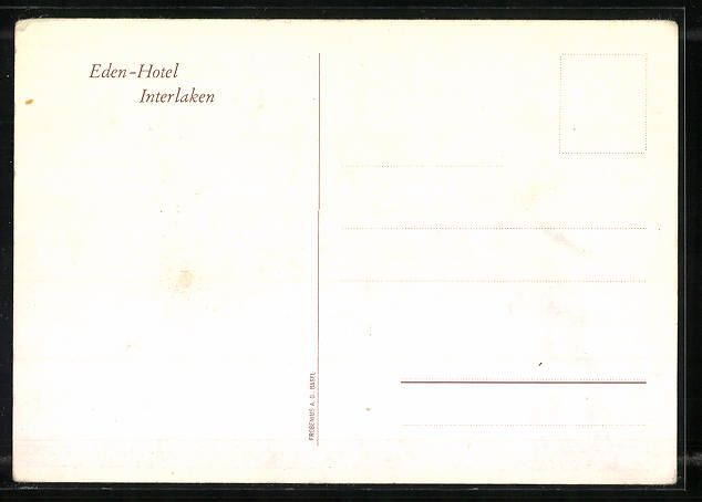 Ansichtskarten: AK Interlaken, Blick auf das Eden-Hotel – Gebraucht aus Berlin von bartko-reher 1