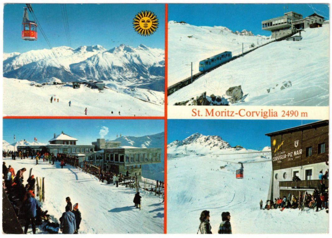 Cartoline postali: St. Moritz - 4 Bild AK Corviglia – Usato da Binningen venduto da Mountainrider