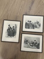 Gerahmte Zeichnung drei Juristen mit Unterschrift H.D.