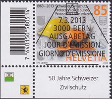 2013, Nr.1553 "Zivilschutz" mit ET-Voll-Stempel +ECKTABS.