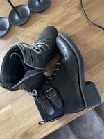 Bottines grise élégantes à lacets et boucles, taille 39