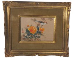 Chinesisches Seidengemälde Echt-Gold