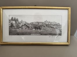 Radierung Regensberg 1970 signiert          
