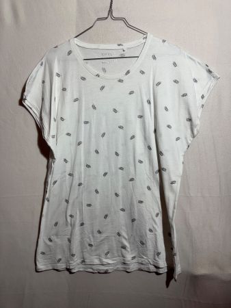 Weisses Shirt mit Blattmuster von Yessica Gr. L