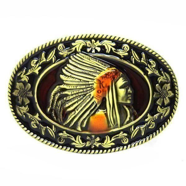 Gürtelschnallen: Metall Gürtelschnalle INDIANER Chief – Neu und originalverpackt aus Münchwilen TG von ecudos10